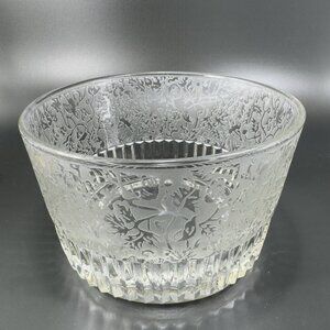 Antique Paden City Spring Orchard Ice Bucket Bowl Dish Clear Frosted Etched VTG